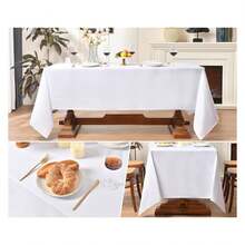 White Table Cloth,10 Pack 90 * 132inch Stain And Wrinkle Resistant Polyester White Table Cloth Rectangle,Decorative Fabric Table Cover For Party,Wedding,Kitchen,Dinning - 多色776 - 查看 4