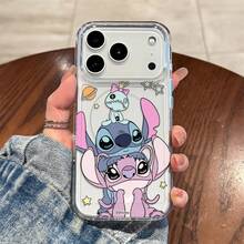 Miniso ‌Disney's Stitch & Angel Fashionable And Cute Cartoon - Designed Transparent Protective Phone Case, A Good Choice For Holiday Gifts‌ For IPhone17 Pro Max/17 Pro/17 AIR/17 16, 15, 14, 13, 12, 11 Pro Max, X,, XS Max, Plus.Iphone 17 Pro Max Case,Iphone 17 Pro Case,Iphone 17 Case,Stocking Stuffers,The Girlfriend,The Chosen,Early Fall Fashion. - 無色 - 查看 2