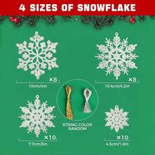 50 copos de nieve,Decoraciones para árbol de Navidad, adornos de copo de nieve para árbol,adornos de copos de nieve blancos con purpurina Decoración de Árbol de Navidad Chimenea de Techo Interior - Blanco - Ver 3