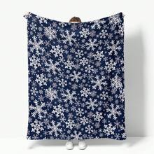 1pc-Traditional Christmas Theme Blue Snowflake Pattern Flannel Blanket, Soft And Comfortable, Machine Washable And Hand Washable, Multi-Purpose Flannel Blanket For Outdoor And Indoor Use - Multicolor - View 9