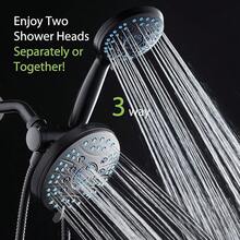 Hotel Spa AquaCare As-Seen-On-TV - Cabezal de ducha de mano y lluvia de 50 modos y 3 vías combinado con chorros antiobstrucciones, tina de 2 modos y lavado a energía para mascotas, soporte de pared - Mate negro - Ver 4