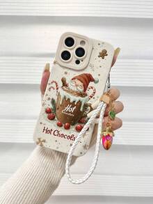 圣诞老人咖啡色喷漆穿孔米色喷漆草莓腕带简约时尚防震手机壳兼容 IP 17/IP17PROMAX/ IP 16/11/16pro/16plus/16promax/16e/15Promax/13/14/12/XS/XR/7G/8PGalaxy 兼容小米红米 - 彩色 - 查看 8