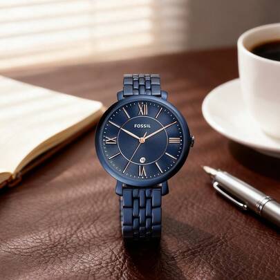  Reloj de mujer Fossil de cuarzo, acero inoxidable, con tres manecillas, caja de acero inoxidable y cristal ES4094/ES3614/ES4100/ES3433