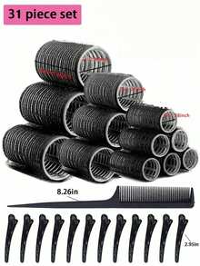 مجموعة 31 قطعة من أدوات تجعيد الشعر بمشابك وأمشاط، مشبك تجعيد ذاتي بدون حرارة، أحجام وألوان متنوعة من أدوات تجعيد الشعر، مناسبة لتجعيد الشعر الطويل، خطاف وحلقة للشعر المتوسط، أدوات تصفيف الشعر للصالون وال-DIY (المواصفات المرجعية: 1.38 بوصة، 1.77 بوصة، 2.36 بوصة) أداة اكسسوارات شعر هدية لأزواج عيد الحب