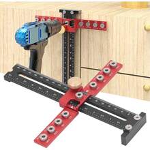 Gabinete Hardware Jig Manija Punzón Localizador Taladro Guía Perforación Madera Plantilla Espigas Herramienta Cajón Puerta Ayudas Instalación Soporte Ajuste Precisión Montaje Fijación - 1 - Ver 1