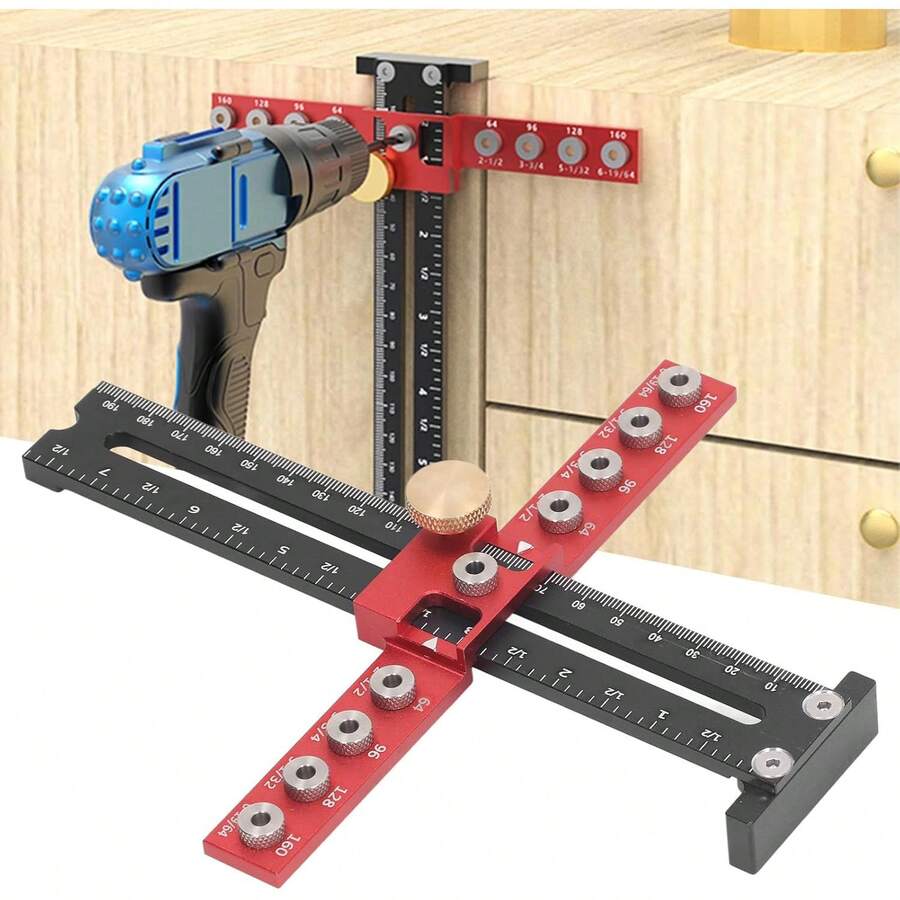 Gabinete Hardware Jig Manija Punzón Localizador Taladro Guía Perforación Madera Plantilla Espigas Herramienta Cajón Puerta Ayudas Instalación Soporte Ajuste Precisión Montaje Fijación - 1 - Ver 1