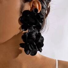 Multi-Colored Flower Earrings, Simulated Large Earrings, Faux Flower Earrings - 27843-6-yellow - View 9