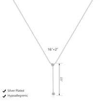 Luxval Lariat Gold Necklace For Women, Dainty Long Necklace 14k Gold Plated/Silver Y-Shaped Pendant Necklaces  Beaded Chain Drop Necklaces Jewelry For Women Gifts{"Color_name":"Silver-YCZNecklace"} - 銀-YCZ項鍊 - 查看 8