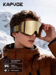 KAPVOE KAPVEO Winter Outdoor Sports Ski Goggles, Snowmobile Snowboard Ski Goggles, Anti-Fog Ice Skating Glasses, Unisex, UV400, Magnetic Snow Equipment, Ski Accessories - Multicolor - View 4