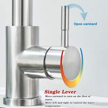 Saetow Juego de fregadero de cocina de níquel cepillado con grifo extraíble, grifo de agua pura y dispensador de jabón, fregadero de acero inoxidable 304 de un solo seno con cesta de desagüe ajustable y diseño de desagüe en X, accesorios completos para la cocina (55 * 45 cm) - Níquel cepillado 55*45cm - Ver 7