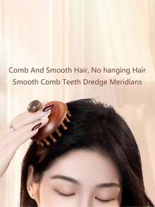 1 chiếc bàn chải massage đĩa gỗ - Máy massage da đầu phù hợp với tóc thường, lược tạo kiểu đa năng để chăm sóc tóc và massage kinh lạc toàn thân, di động và làm quà tặng lý tưởng - Xem 5