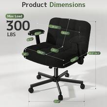 Teddy Plush Criss Cross Desk Chair With Flip-Up Arms And Wheels  Adjustable Height Wide Office Chair For Vanity Home Office Bedroom, Black - màu đen - Xem 7