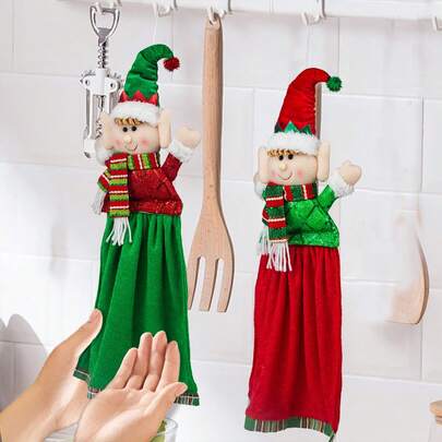 Decoração de Natal - Toalha de mão, adequada para cozinha, banheiro, decoração de banheiro, removível e lavável, limpeza multiuso, decoração de cozinha de Natal, toalha de mão de Natal