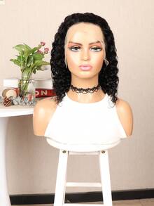 8-16 Inch Short Curly Human Hair Wig 200% Density,Perfect For Daily Use,Curly Hair Wig 13x4 Transparent Frontal Lace Wigs For Women Suitable For All Easy To Wear Short Wet Water Wave Wigs Hair Wig Pre-Plucked Kinky Curly Wave Bob Wig - SNatural - View 3