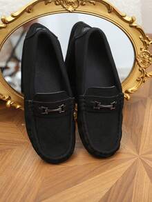 1 Pair Casual & Fashionable Children's Shiny Buckle Loafers, Spring/Autumn