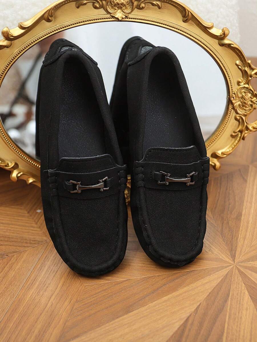 1 Pair Casual & Fashionable Children's Shiny Buckle Loafers, Spring/Autumn