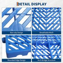 Plastic Pallets For Basement Storage (Set Of 6) - 11.8"X23.6"X1.18" Waterproof Floor Pallets, Ventilated Grid Design, HDPE Heavy Duty Storage Pads For Garage/Kitchen/Outdoor  6Pcs Plastic Pallets, Lightweight Waterproof Floor Pallet, Interlocking With Breathable Grids Storage Pad For Basement Storage, Indoor And Outdoor, Support Up To 2000 Lbs - 藍色 - 查看 4
