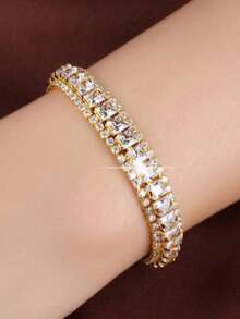 1 件简约时尚方晶锆石镶嵌方形镀金网球手链 - 手鍊 - 查看 20