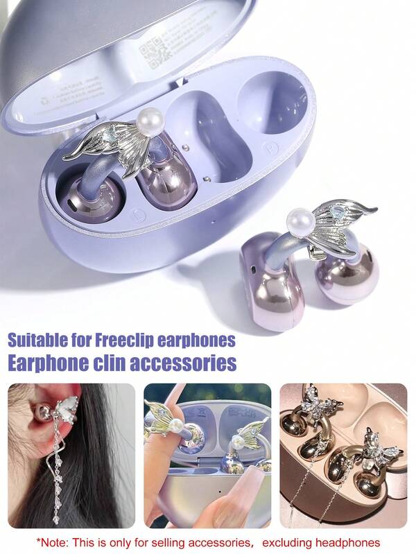 Decorative Clip-On Charms For Freeclip Headphones, Bluetooth Earphones Butterfly Tassel Mermaid Tail Earphone Clip-On Accessories, Niche High-End Earphone Clips (Earphones Not Included, Only Selling Decorative Clips)
