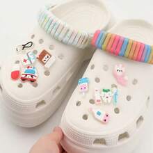 9 Pcs Cartoon Night Light Nurse Series Shoes Decorative Shoes Charm, Hole Shoes Flower Shoes Buckle Soft Rubber Personalized DIY Shoe Accessories Jewelry - Multicolor - View 3