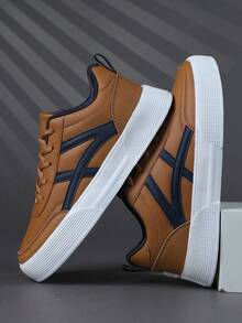 2025 New Men's Sports Shoes Men's Fashion Handsome Casual Shoes Lace Up Men's Shoes Skateboarding Shoes Men's Sneakers Personalized Street Men's Shoes - Brown - View 4