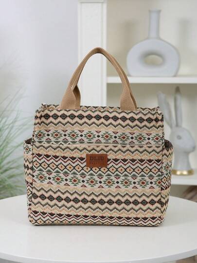 Ny stor kapacitet tjock kanvasväska, aluminiumfolie isoleringslager lunchlåda väska, bentopåse, dragkedja halvstängd, flera fickor utomhus mamma förvaringsväska lunchväska lunchväskor isolerad lunchväska kylväska lunchlåda för kvinnor för män resebehov