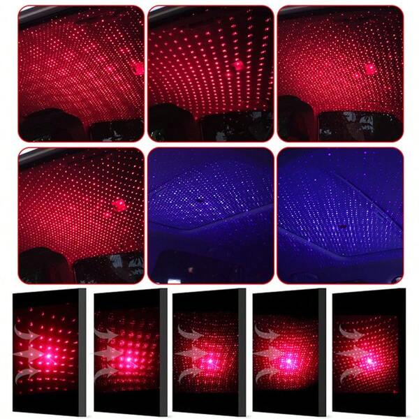 1pc USB Starry Sky Projector Night Light 5V Red/Purple USB Plug And Play Car Starry Sky Atmosphere Light Portable Atmosphere Decoration Car Ceiling Light Suitable For Bedroom/Car/Party/Wall/Ceiling