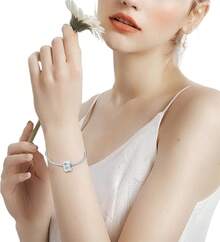 HappyStar 925 Sterling Silver Charms For Bracelets And Necklaces,Combination Dangle Pendants Beads Charms Jewelry Gift For Couples Sisters.(With Spacer Beads) - Kẹp hình ngôi sao và mặt trăng (2 chiếc) - Xem 3