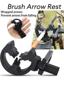 1pc Outdoor Hunting Archery Equipment ABS Material Bristle Arrow Rest, Bow & Arrow Accessories Black Bristle Arrow Rest Compound Bow Recurve Bow Universal Accessory, Protect Arrow Stability And Prevent Arrow Dropping, Archery Supplies