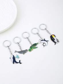 1pc Cute LovelyPenguins Turtles Keychains Whale Cute Ocean Animals Key Rings For Women Girls Friendship Gift Handmade DIY Jewelry - Multicolor - View 2