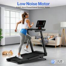 Urbango Foldable Treadmill With 10% Incline, Upgrade 3.5HP Low Noise Walking Pad Treadmill With Handle Bar, Adjustable Height, LED Display And 12 Preset Programs, 400 Lbs Capacity, For Home Office Under Desk, ZWIFT/KINOMAP APP & Pulse Monitor - View 4