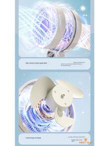 MEET SUN 1pc + 1200mAh Lithium Battery + Digital High-Speed Hand Fan + Phone Holder Base + Lanyard + 100 Wind Speeds + Handheld & Freestanding - Multicolor - View 7