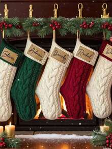 Calze natalizie personalizzate per la famiglia, calza natalizia 2025, calze lavorate a maglia con nome, calza con monogramma, decorazione natalizia regalo, atmosfera calda, multifunzionale, durevole, ornamentale, riutilizzabile, raffinata, elegante, di alta qualità, colorata, moderna, personalizzata, unica, regalo ideale per lui