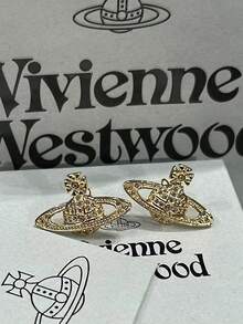 Vivienne Westwood Mini pendientes de bajo relieve de plata - Dorado - Ver 3