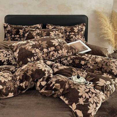 肥厚ヒョウ柄イミテーションウサギぬいぐるみミルクベルベット 4 点セット冬暖かいキルトカバーシートコーラル 3 点セットフランネル