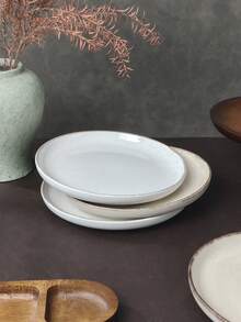 2 件复古做旧陶瓷盘子，7.5 英寸，日式侘寂风格沙拉盘，餐厅牛排盘，家庭厨房和餐厅圆形餐盘，甜点盘，意大利面盘，烤箱和微波炉安全 - 款式 - 查看 9