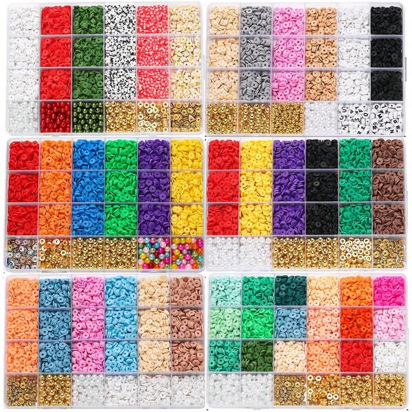 1 علبة أقراص طين ناعمة بألوان عيد الميلاد الدائرية، للاستخدام في صنع أساور وقلائد وأربطة الهاتف والمجوهرات بأسلوب بوهيمي، باللونين الأحمر والأخضر