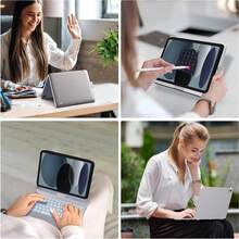 Keyboard Case For IPad 10th Generation&IPad 11th(A16,2025),IPad Air 11(M3,M2/IPad Pro 11 Inch Keyboard,360°Swivel,7 Use Modes,Rainbow Backlight - Bạc - Xem 5