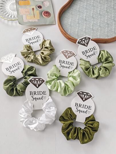 6个金色/白色弹力无损发圈，适合女性，单身派对，婚礼，伴娘礼物，发圈