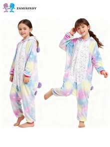 Mono unisex para niños de 4 a 13 años, ideal para gatear (o para actividades de movimiento), disponible en 4 diseños de personajes cartoon: oso, ratón, león y caballo alado. Es cómodo, suave y cálido, funcionando como piyama de mono ideal para temporadas de otoño e invierno; además, es una prenda versátil que se puede usar tanto en casa como fuera. - Multicolor - Ver 3