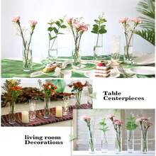 10 Stücke zylindrische Plastikvasen, transparente schlanke Einzelstengel-Vasen, minimalistische Stil Großpackung Vasen, Heimdekoration, geeignet für Hochzeit, GeburtBridal-Showerdusche, Party, Tischdekoration, haltbares Material, Dekorvasen für Eventgestalter und Partyorganisatoren - Transparent - Übersicht 6