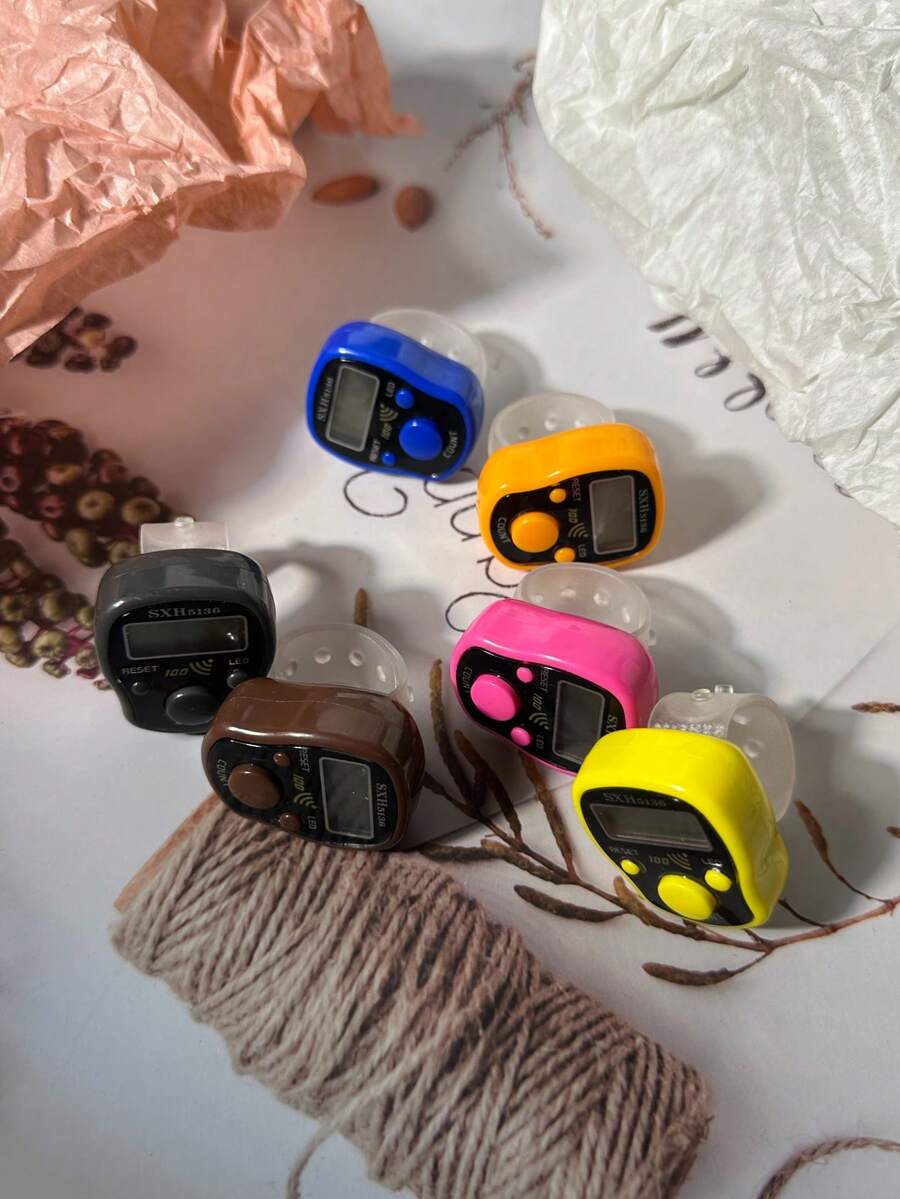 1pc-6pcs LED Luminous Signal 3-Button Mini Counter, Luminous Electronic Digital Display Wearable Finger Ring Manual Tally Counter, People Flow Counter, Manual Mechanical Counting Device, Clicker Counter, Tally Counter - Multicolor - View 1