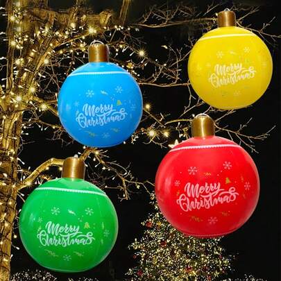 1 Pack Pvc Inflatable Christmas Balls, New Christmas Decoration Balls, Indoor Shopping Mall Decorations, Outdoor Hanging Tree Lantern Balls