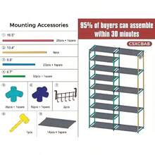 9-Tier Tall Shoe Rack, Garage Shoe Rack Large Capacity, Shoe Rack Organizer, Vertical Free Standing Shoe Rack, Heavy Duty Boot Rack, Two Rows Of Multifunctional Hooks, Large Shoe Rack Organizer Storage Shoe Rack Black 24-35 Pairs - Negro - Ver 8