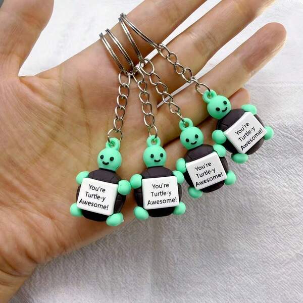 A Multi-Colored Cartoon Green Turtle Keychain Blessing You Re Turtle-Y Awesome! Turtle Key Chain Pendant, Women's Bag Pendant, Key Anti-Lost Key Ring, Portable Pendant, Daily Use Bag Charms Car Teacher Friend Sister Gift Ideas