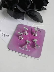 Decoraciones de arte de uñas, cruzada de alta demanda de mariposas, corazones y formas geométricas de colores con base metálica magnética, soporte de exhibición de arte de uñas coreano, accesorios de fotografía, manualidades DIY