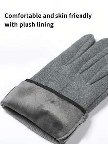 A Pair Of Men's Autumn And Winter Fleece Gloves With A Fleece Anti-Slip Design And Touch Screen Warmth Retention Function, Suitable For Outdoor Cycling Scenarios Snow Gloves