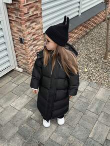 DAZY Young Girls Hooded Jacket, Solid Color - Black - View 4