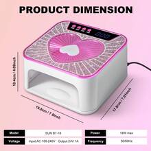 UV LED美甲灯，UV凝胶美甲烘干机，美甲固化灯，带4种定时设置和液晶显示屏，是情人节和圣诞节的理想礼物。 - 美規A型插(110-127V) - 查看 8