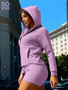 Soyun Women's Sports Jacket Loose Top Hooded Cardigan Suitable For Outdoor Activities Travel Home Casual Party Office Gym